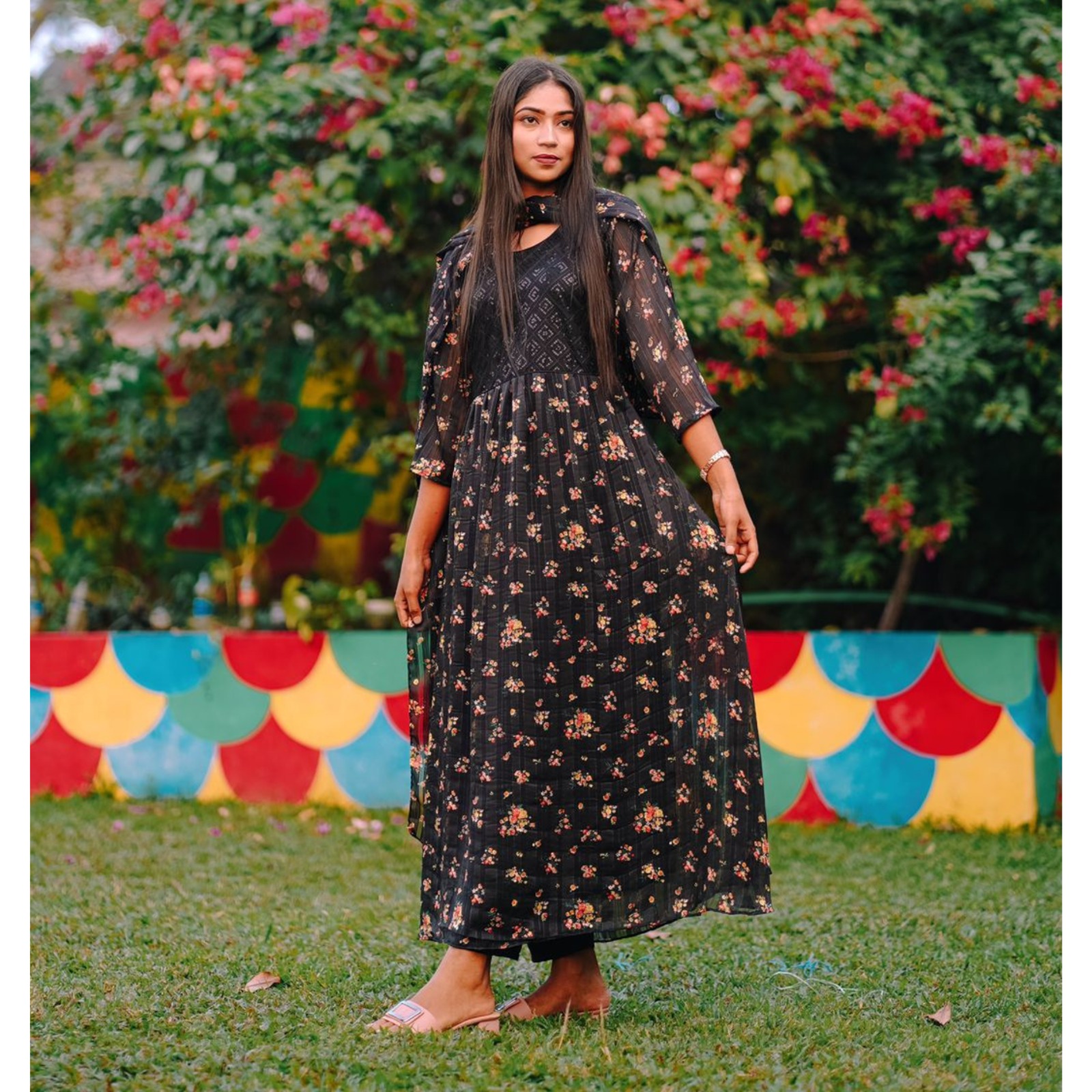China Georgette Gown Three Piece
